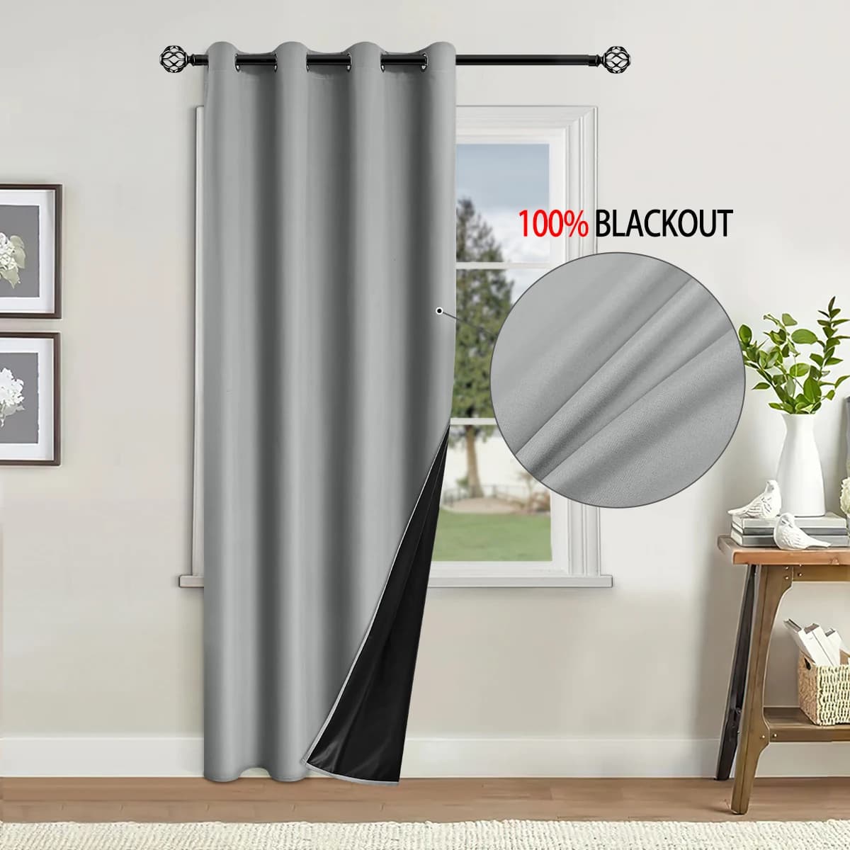 Rideaux occultants 1 pièce avec doublure isolée enduite, idéaux pour le salon, la chambre à coucher,