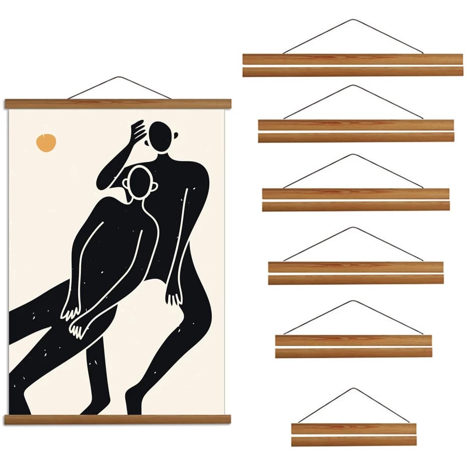 21-100 cm teck pin bois cadre de peinture magnétique bois cadre Photo peinture toile affiche cadre t
