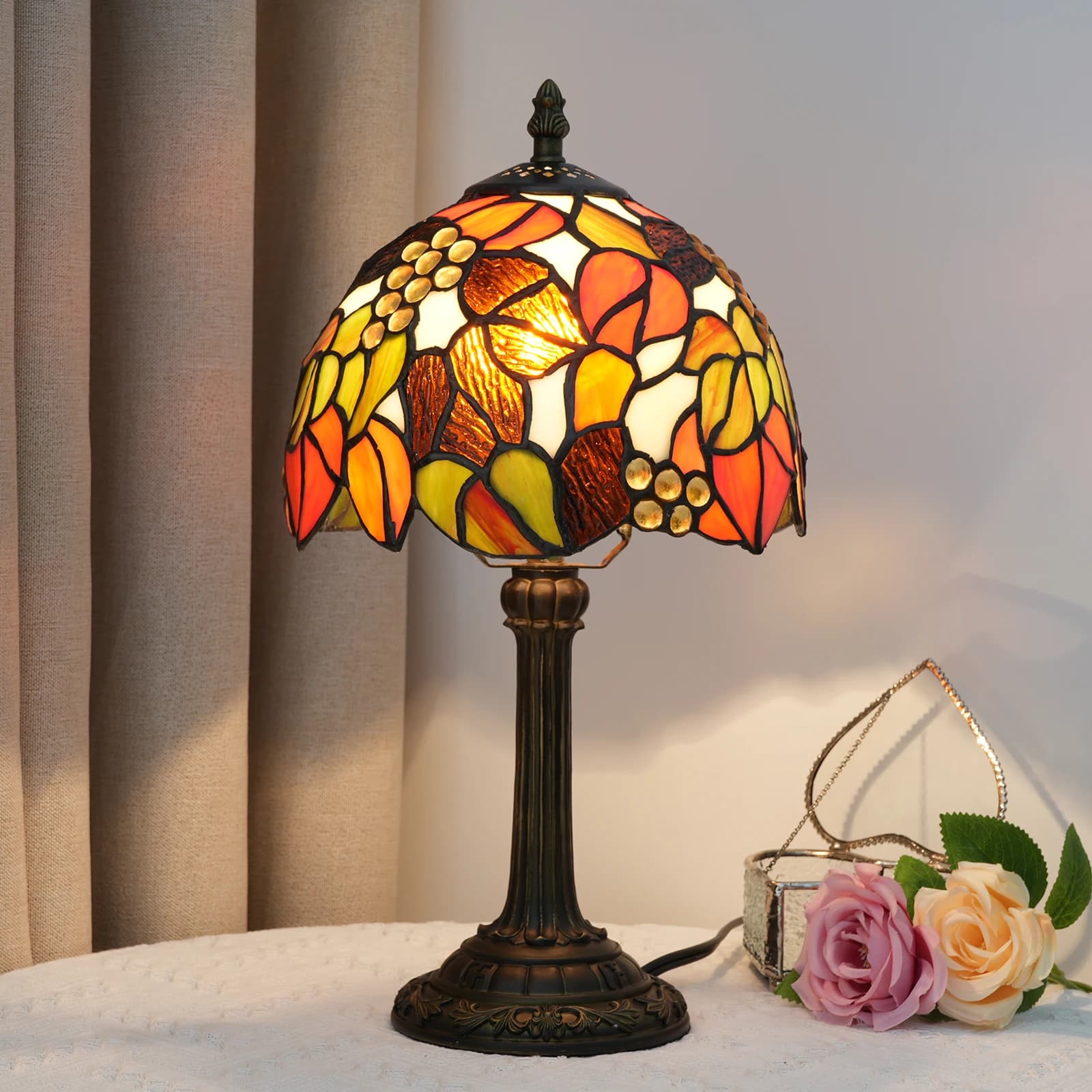 Belle lampe de Table de Style Vintage multicolore Vintage Table de chevet lampe de bureau 8 pouces d