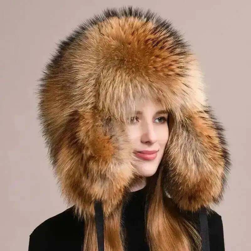 Chapeau d'hiver en vraie fourrure de renard pour femmes et hommes, casquette moelleuse et épaisse, d