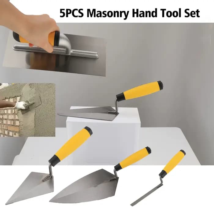 5 pièces Mason Set manche en bois en acier au carbone