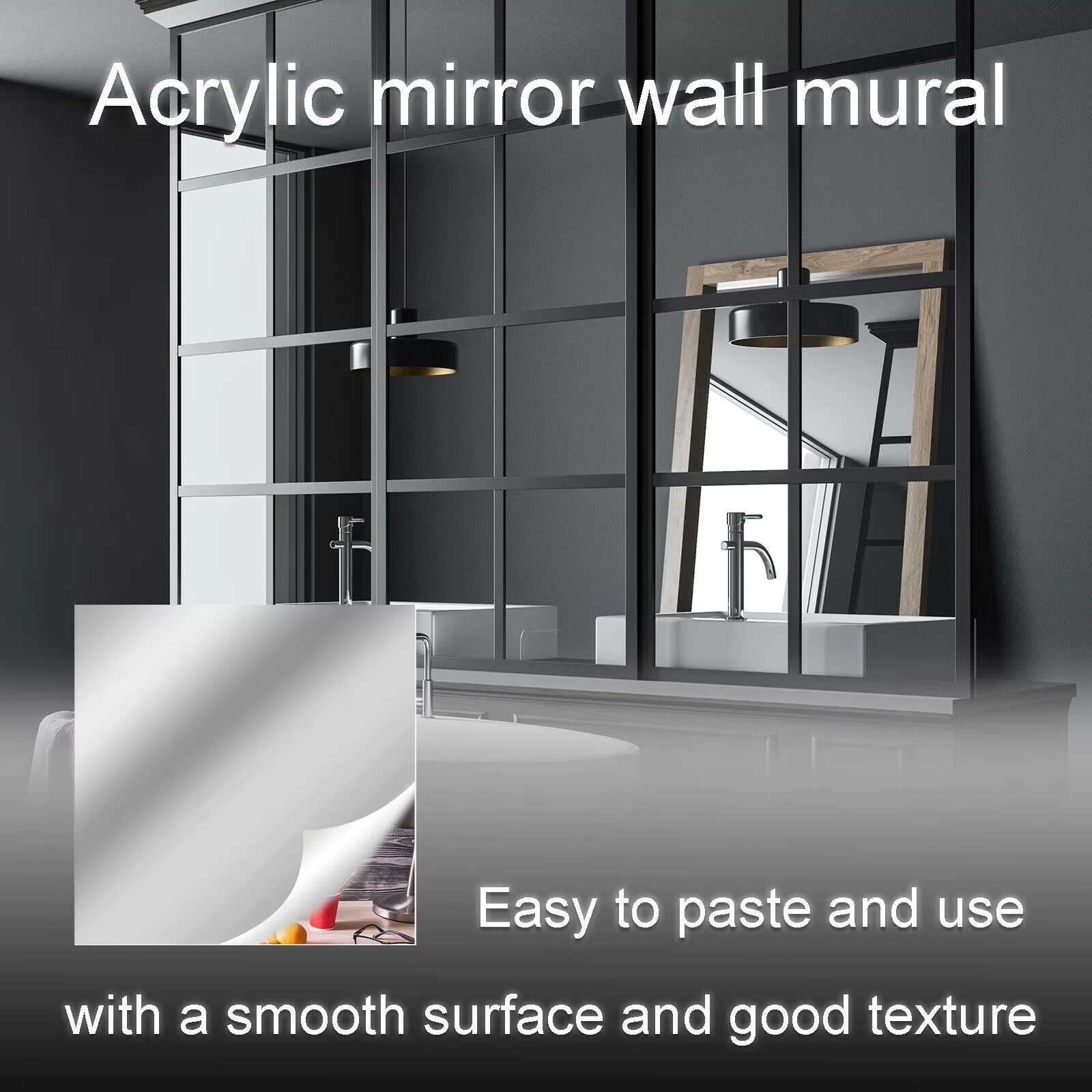 Autocollant mural miroir doux bricolage, matériau acrylique, lisse, facile à coller et à utiliser, m