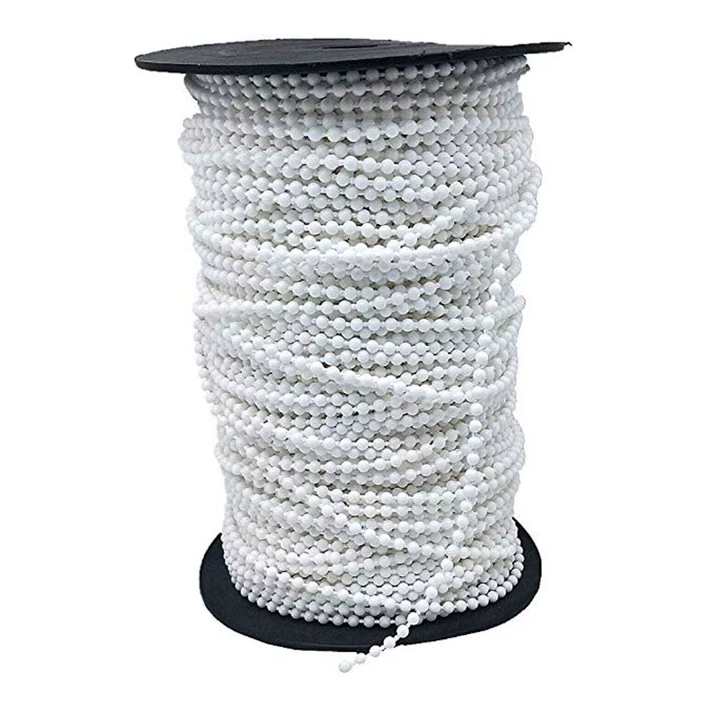 50M rouleau et ombre romaine aveugle perlé chaîne cordon blanc rouleau rideau perle corde aveugle pe