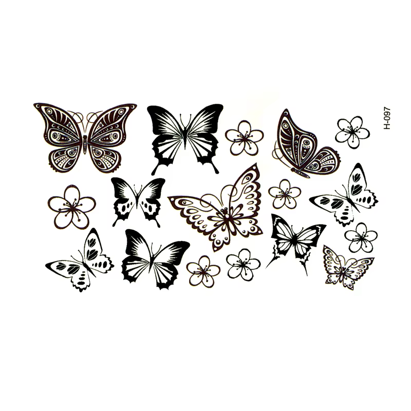 Autocollant de tatouage temporaire papillon noir tatuajes temporales tatouages temporaires imperméab