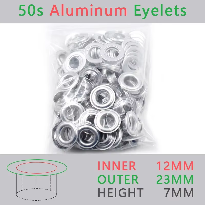Oeillets en aluminium de 12MM avec rondelles, outils d'installation sans rouille pour tente, bâche d