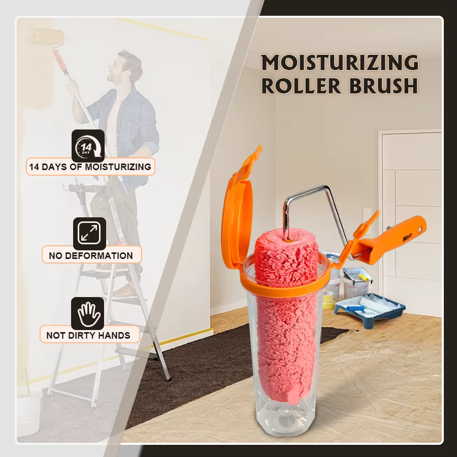Brosse à rouleau de peinture lisse de 9 pouces, sans déformation, sans mains sales, hydratant de 14