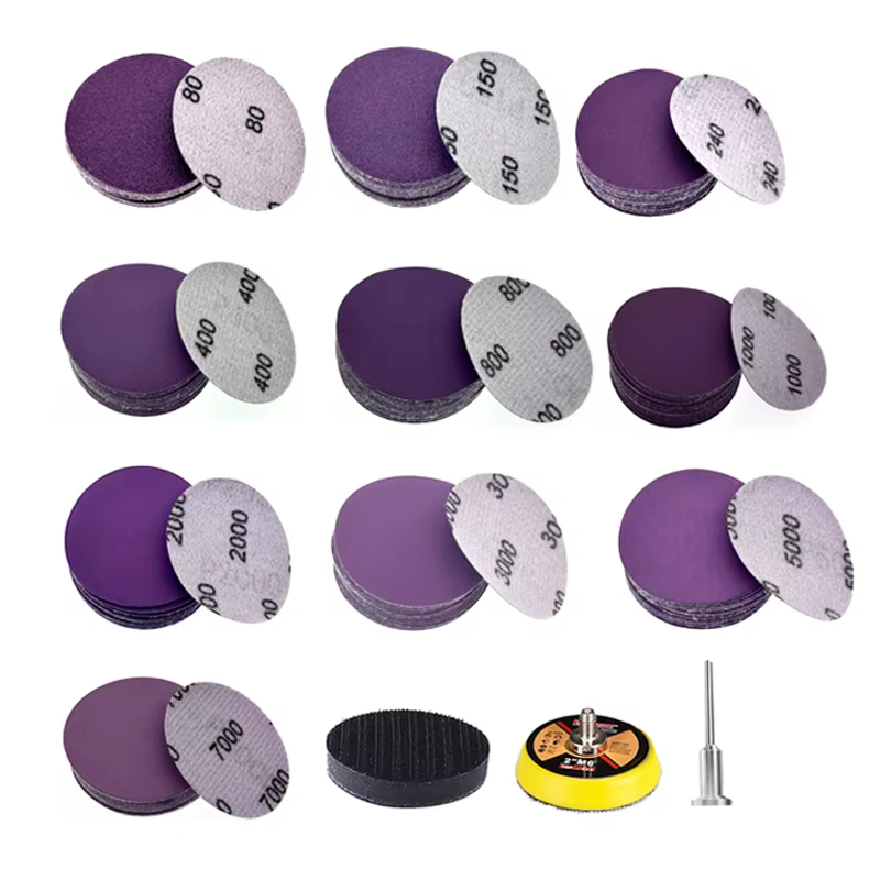 Disques de ponçage humide et sec de 2 pouces, 102 pièces, avec support de ponçage pour bois, métal,