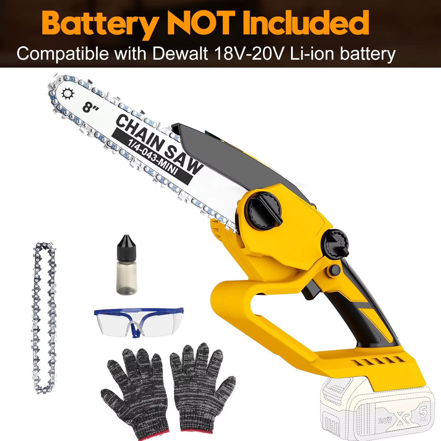 Scie à chaîne sans fil pour batterie Dewalt 20V (sans batterie), tronçonneuse de taille manuelle à b