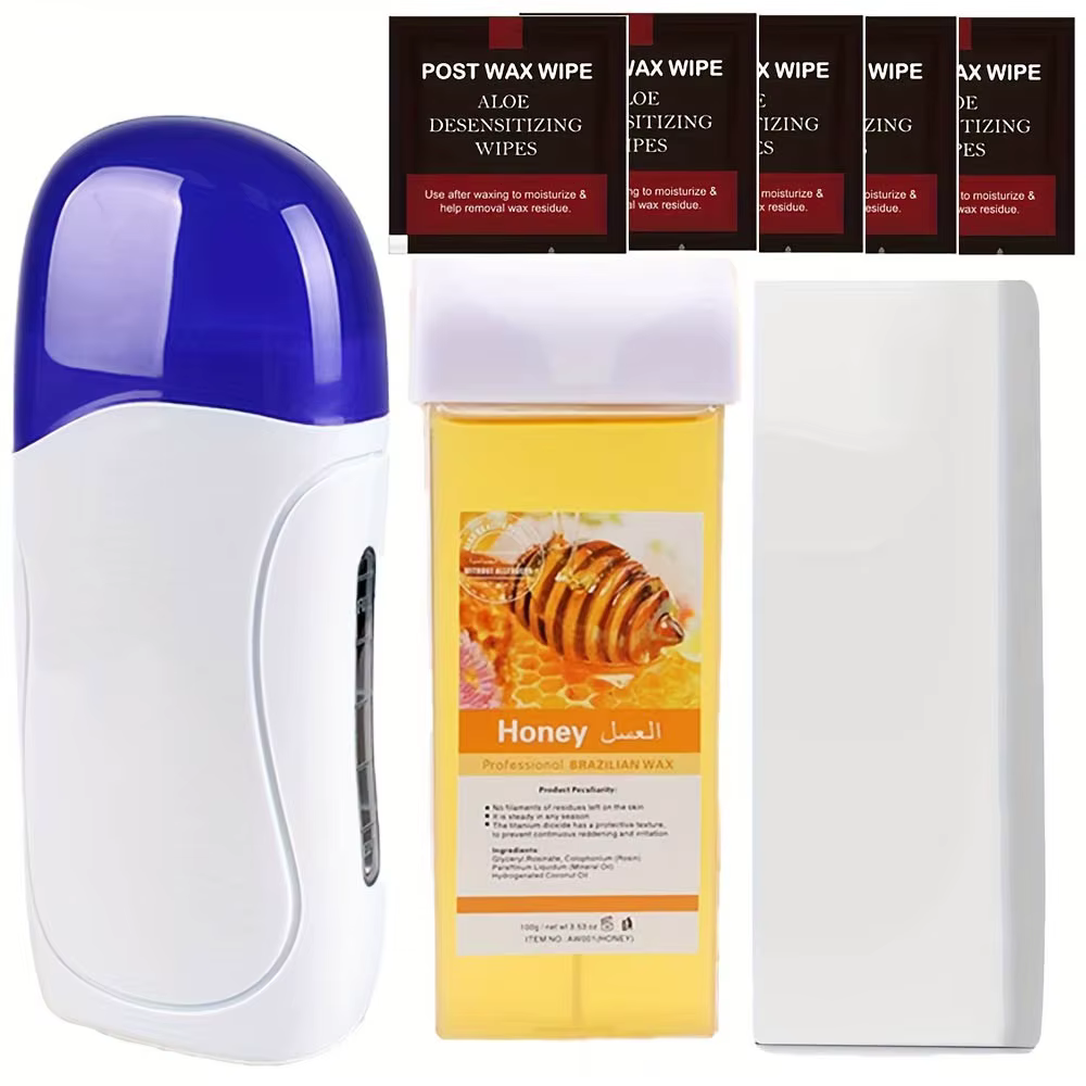 Kit de cire à rouler pour femmes et hommes, avec sensibilité, comprend 1 cartouche de cire, 50 bande