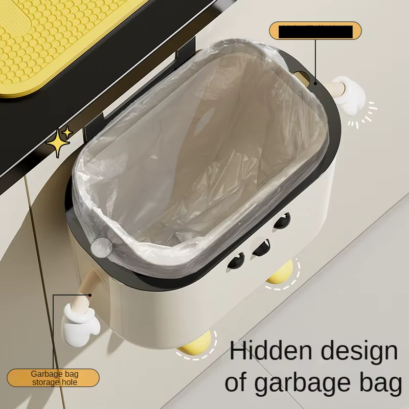 Poubelle de cuisine murale de couleur crème, 9l/12l, avec couvercle, pour déchets alimentaires et sa