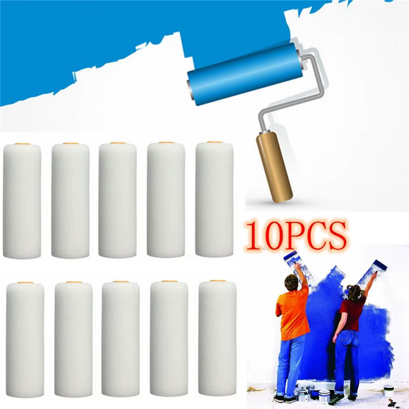 10 pièces 100mm rouleau de peinture brosse mousse Durable rouleau de peinture manchon couverture ens