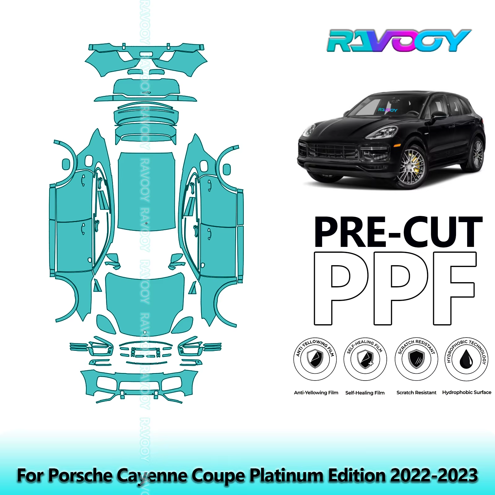 Film de Protection de peinture PPF prédécoupé, pour Porsche Cayenne Coupe Platinum Edition 2022 – 20