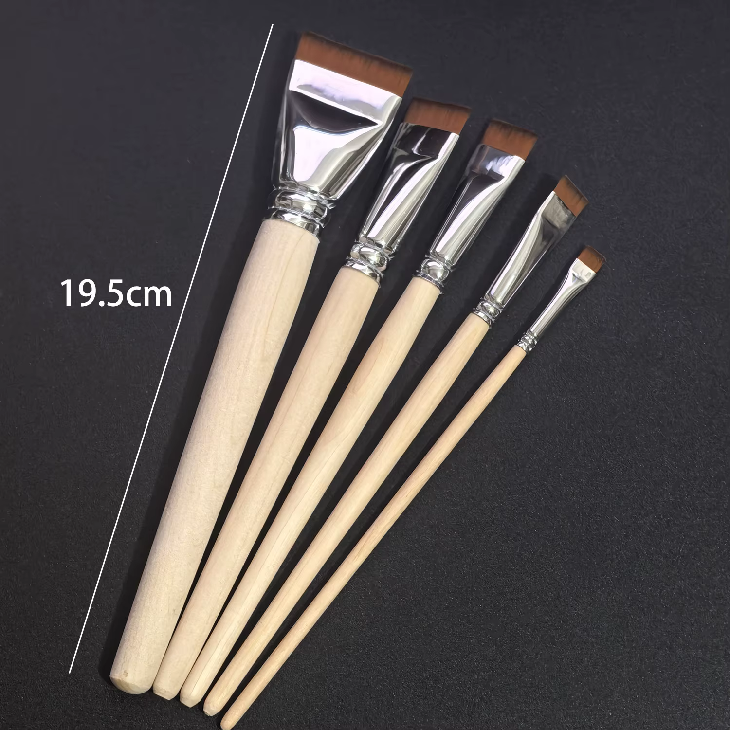 Ensemble de pinceaux professionnels pour la laque - 5 pinceaux plats en nylon à poils courts pour la