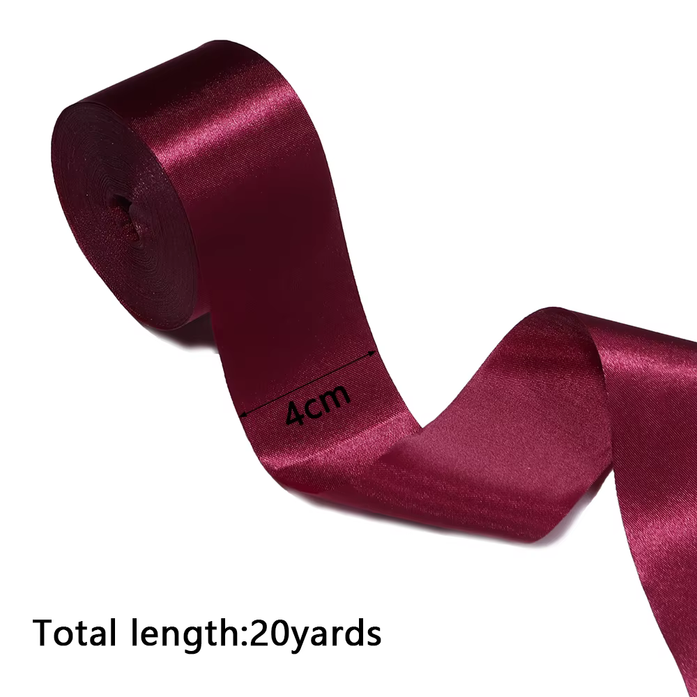 Ruban en satin bordeaux pour décoration de Noël, mariage, anniversaire, fête, emballage cadeau rouge