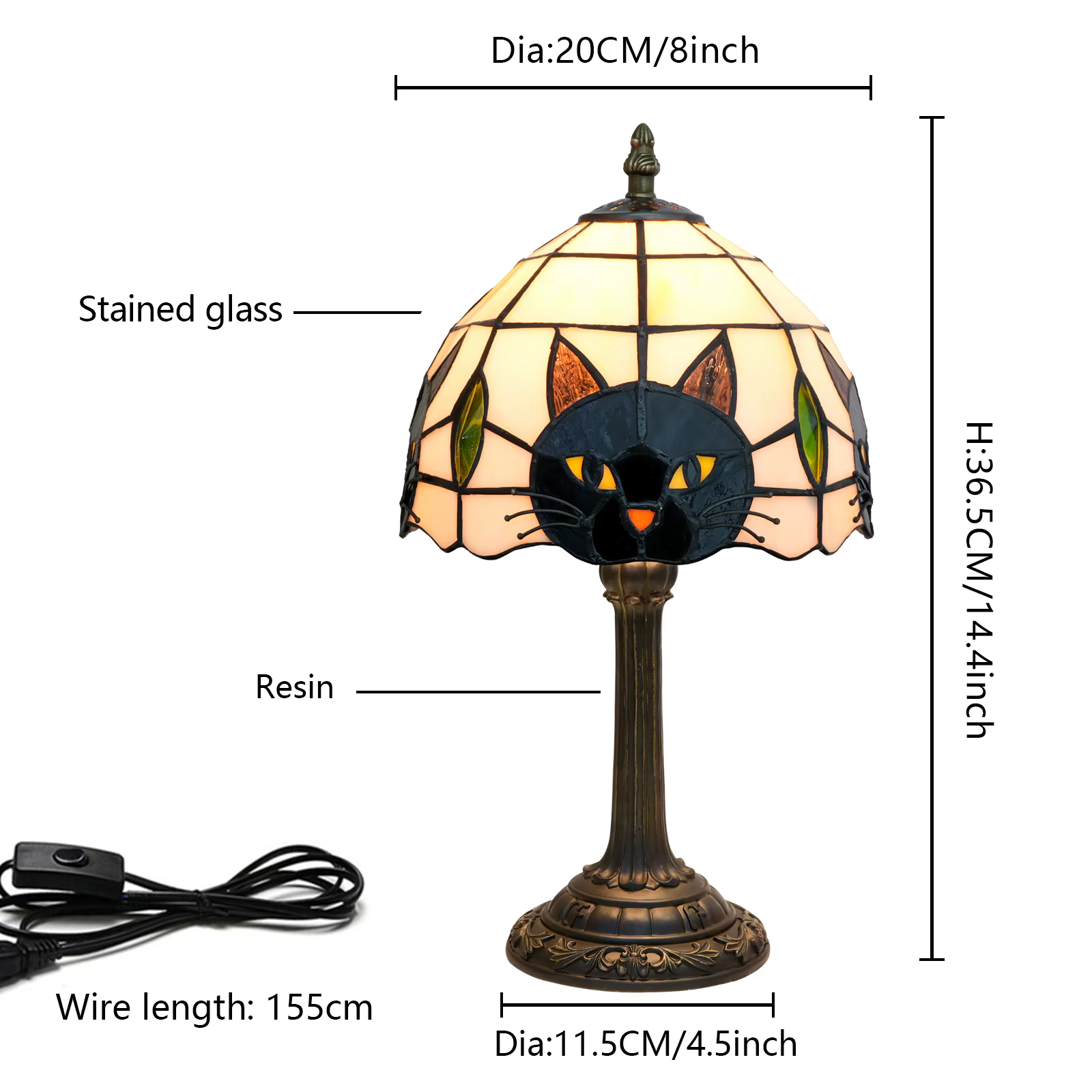 Lampe de table chat noir pour décoration de table de chevet de chambre à coucher, lampe de chevet d'