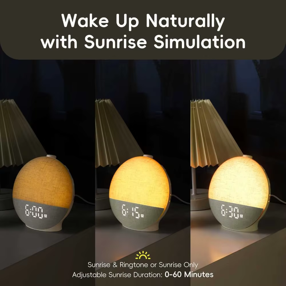 Réveil lumière lever du soleil réveil bruit blanc Machine sonore haut-parleur Bluetooth couleur chan