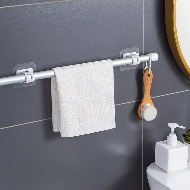 Crochets auto-adhésifs sans poinçon, crochet à Clip pour tringle à rideau de douche, support suspend