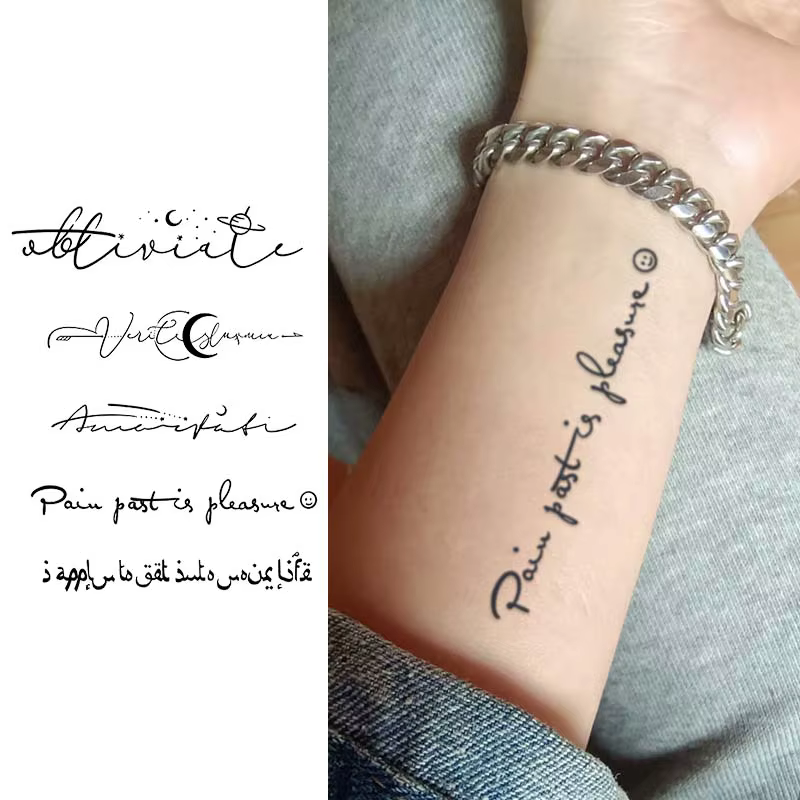Phrase phrase de phrase, durable 1-2 semaines imperméable, autocollants de tatouage temporaire, faux