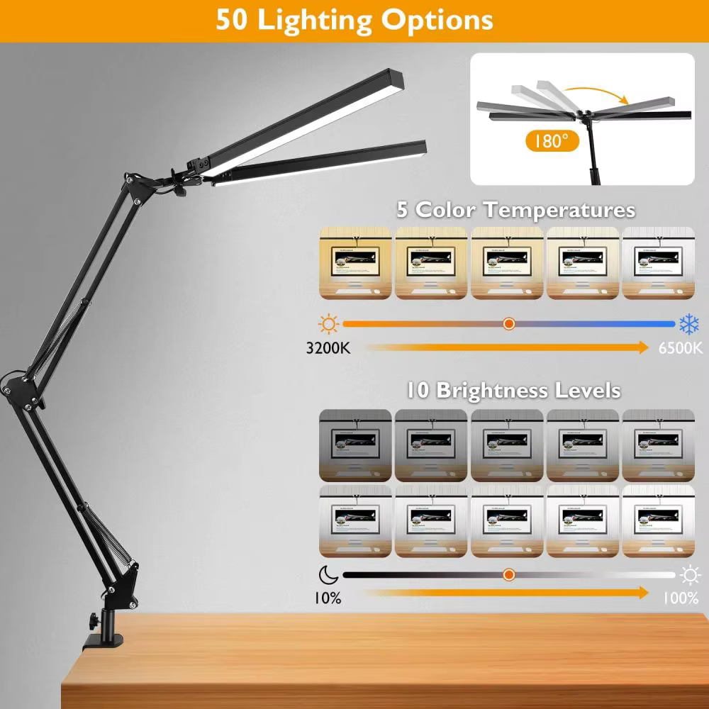 Lampes de bureau LED à intensité variable en continu, moniteur d'ordinateur, lampe de Table USB pour