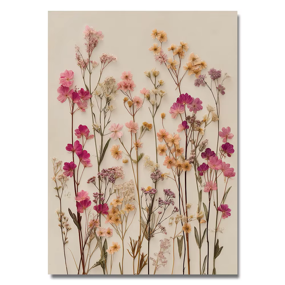 1 pièce, Affiche sur toile non encadrée, motif floral botanique bohème printanier, bouquet de fleurs