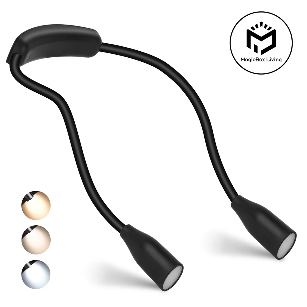 Lampe de lecture LED rechargeable par USB 360 ° Lampe de lecture à bras Flexible, lampe de cou pou