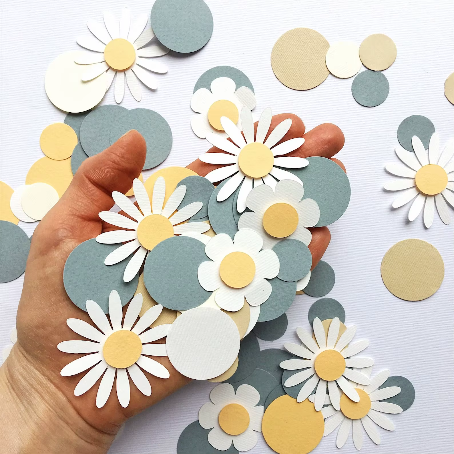 1 sac doux rond marguerite fleur papier confettis mariage fleur Table disperser bébé douche fête d'a