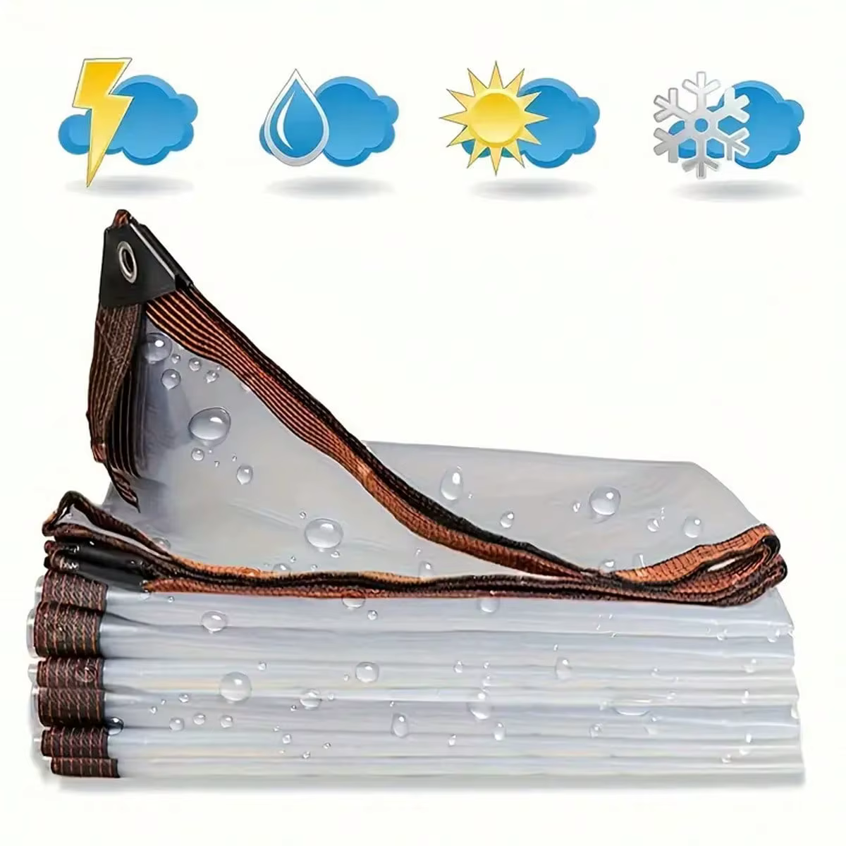 1 bâche transparente imperméable, épaissie, avec trous, résistante aux déchirures et à la pluie