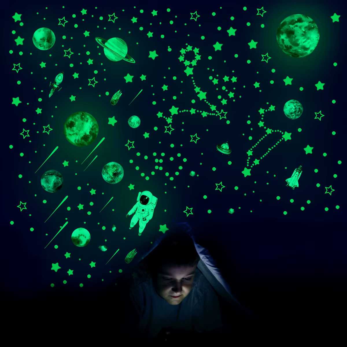 Autocollants muraux étoiles qui brillent dans la nuit, 849 pièces, étoiles scintillantes pour plafon