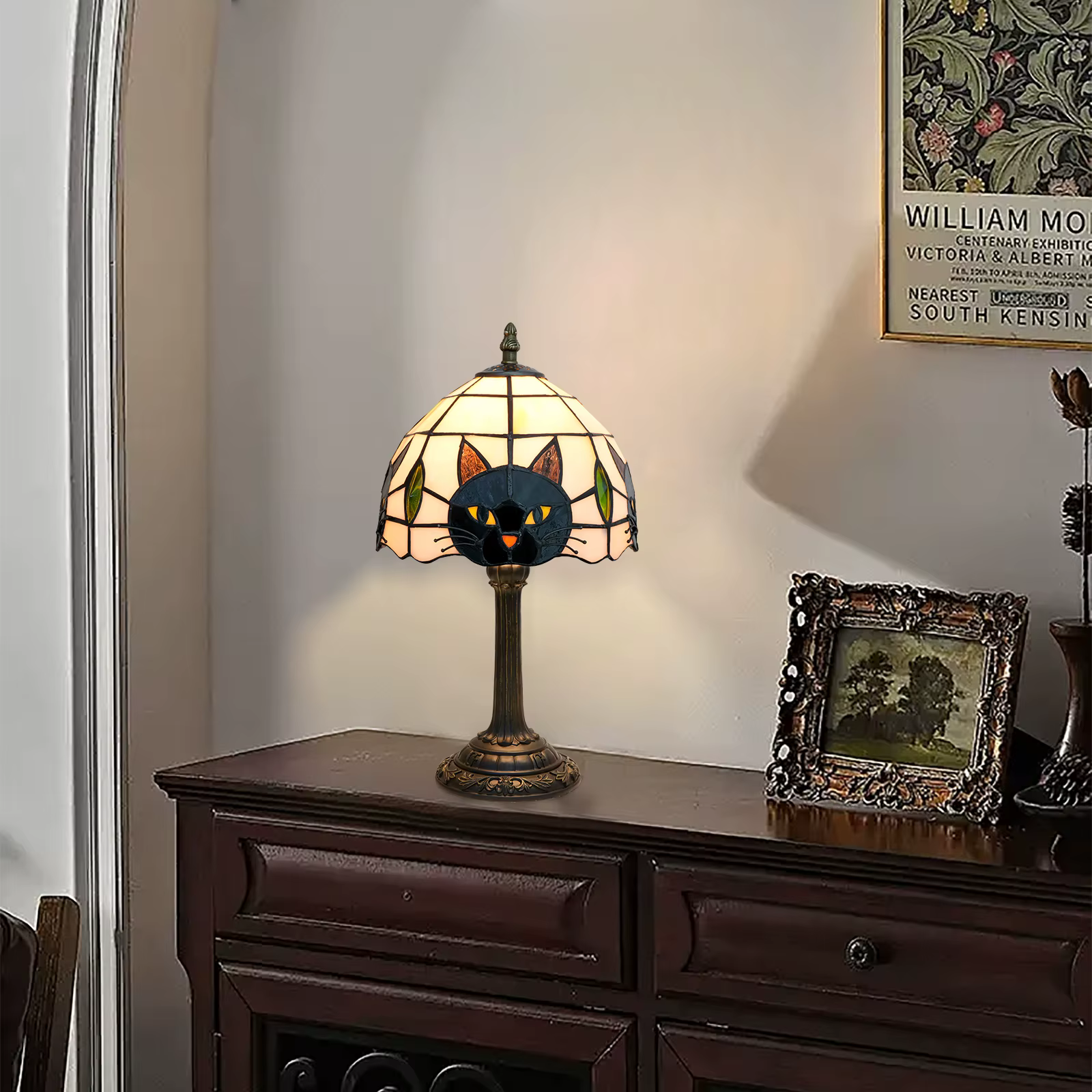 Lampe de table chat noir pour décoration de table de chevet de chambre à coucher, lampe de chevet d'