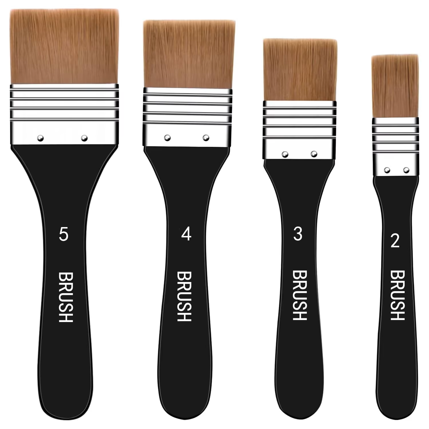 Ensemble de pinceaux plats larges en nylon Yutiars Lacquer Art (4+4 pièces), pinceaux d'art multi-us