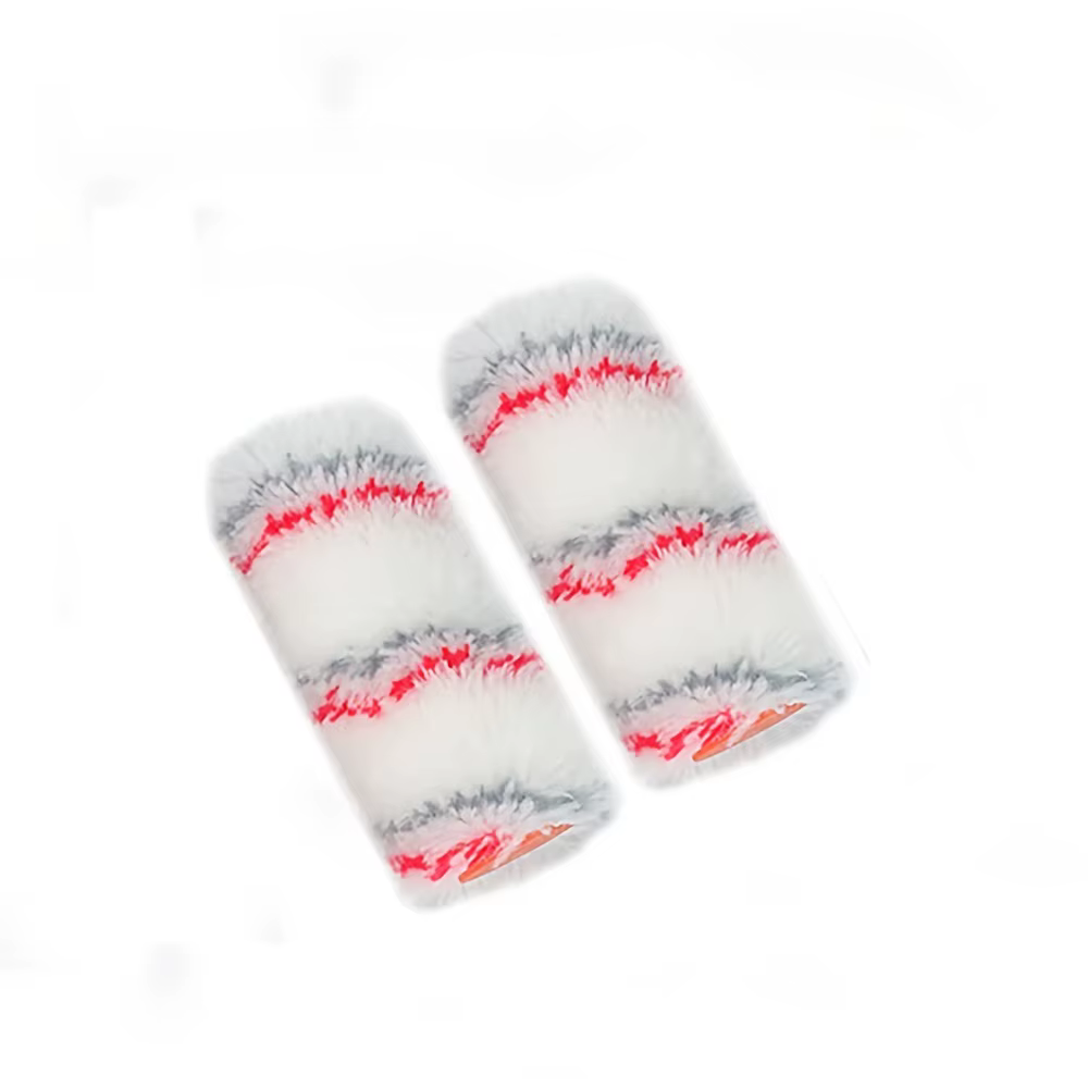 Brosse à rouleau de peinture polyvalente de 4 pouces, avec manche rouge et tambour en corne blanche,