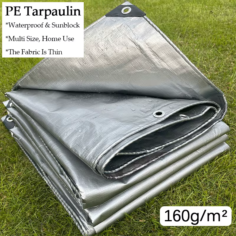 Bâche argentée d'extérieur PE, tissu imperméable, feuille de sol pour tente de Camping, voile d'ombr