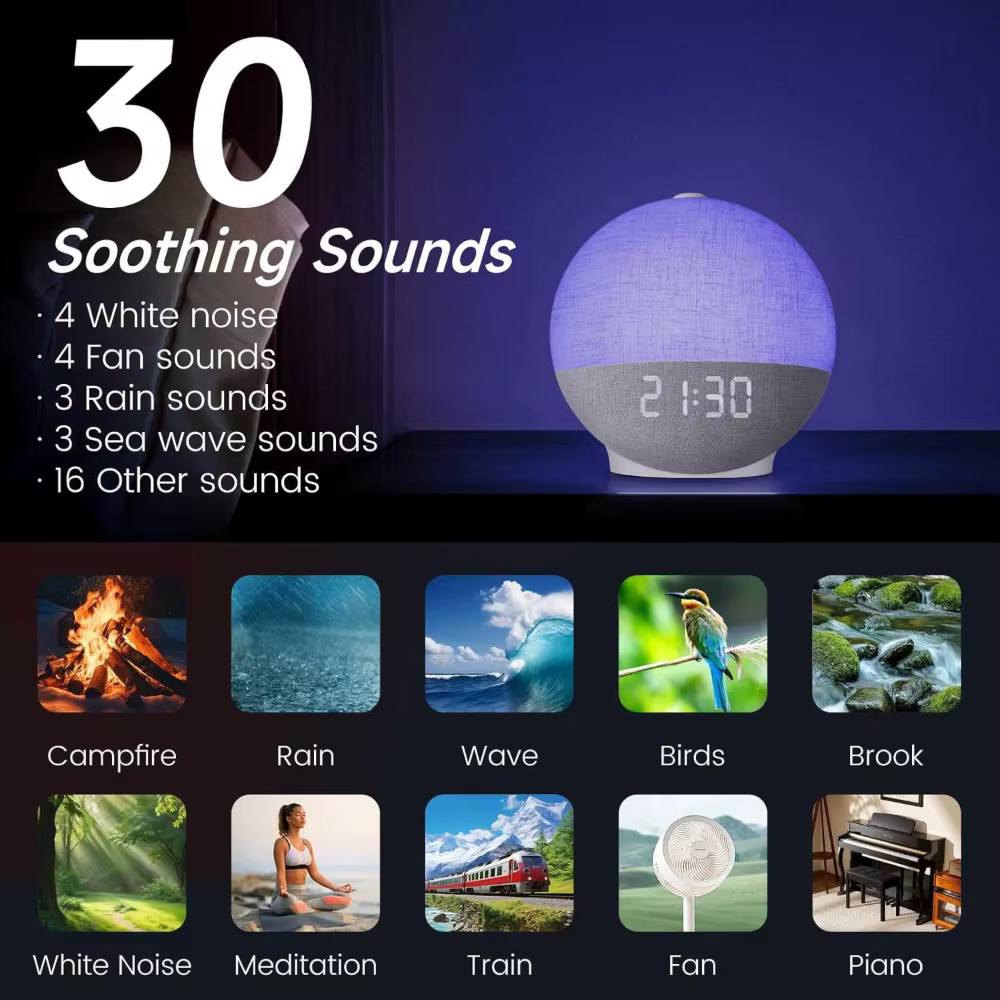 Réveil lumière lever du soleil réveil bruit blanc Machine sonore haut-parleur Bluetooth couleur chan