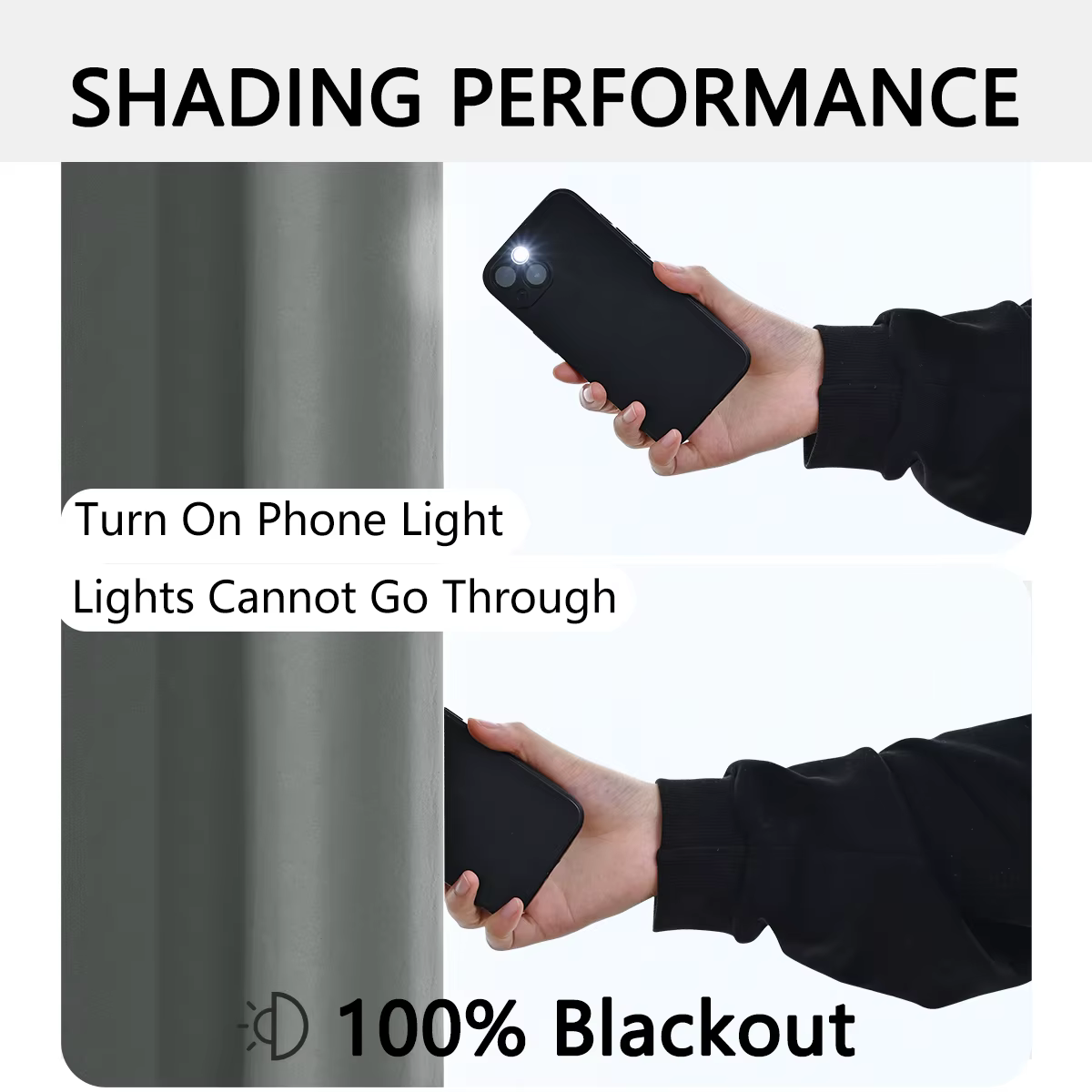 Rideau occultant 100% moderne avec doublure enduite, 2 pièces, pour chambre à coucher, salon, salle 