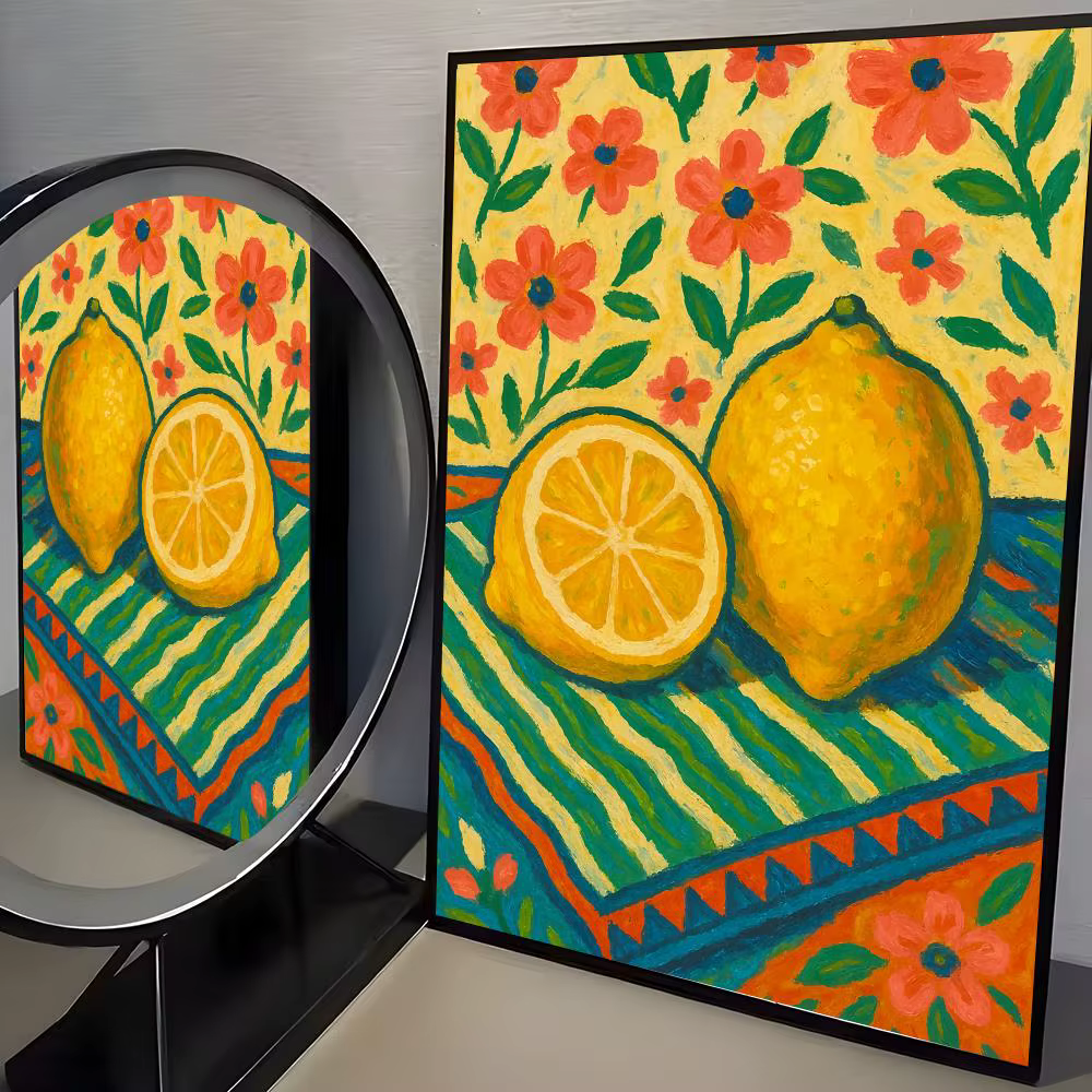 Peintures murales intérieures, affiche citron, autocollant mural imperméable pour la décoration de l