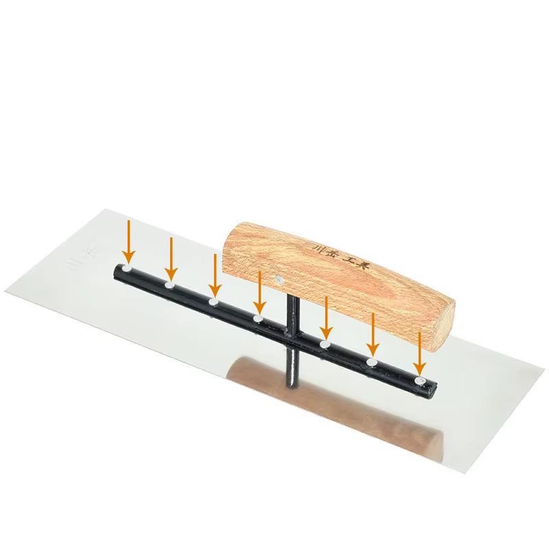 Truelle à plâtre en acier inoxydable poli avec manche en bois courbé, truelle de finition pour béton