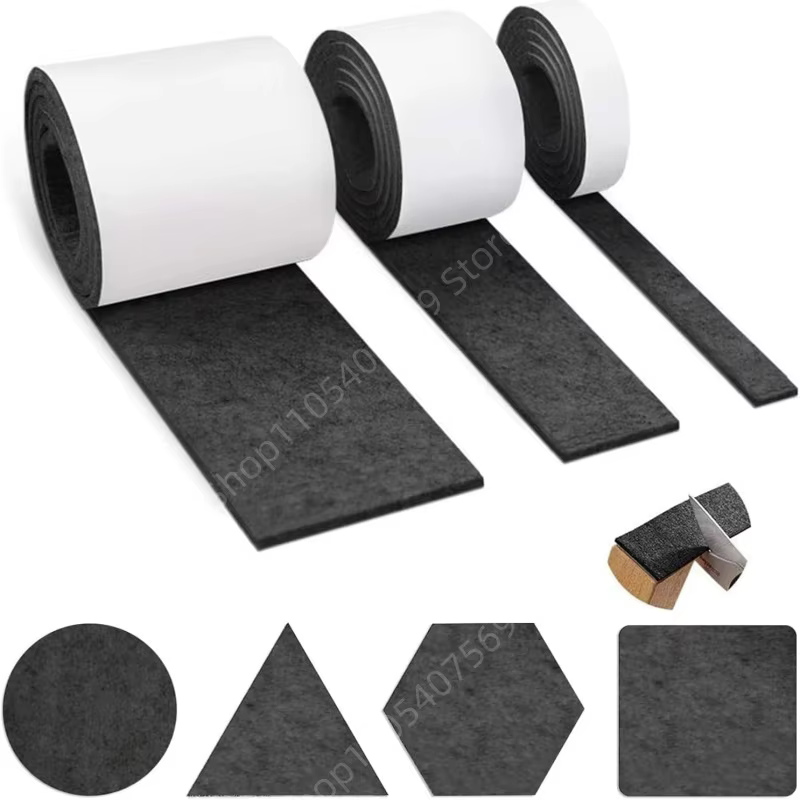Ruban de feutre auto-adhésif de 100 cm, épaisseur 4 mm, rouleau de bande de feutre DIY, gris/noir, p
