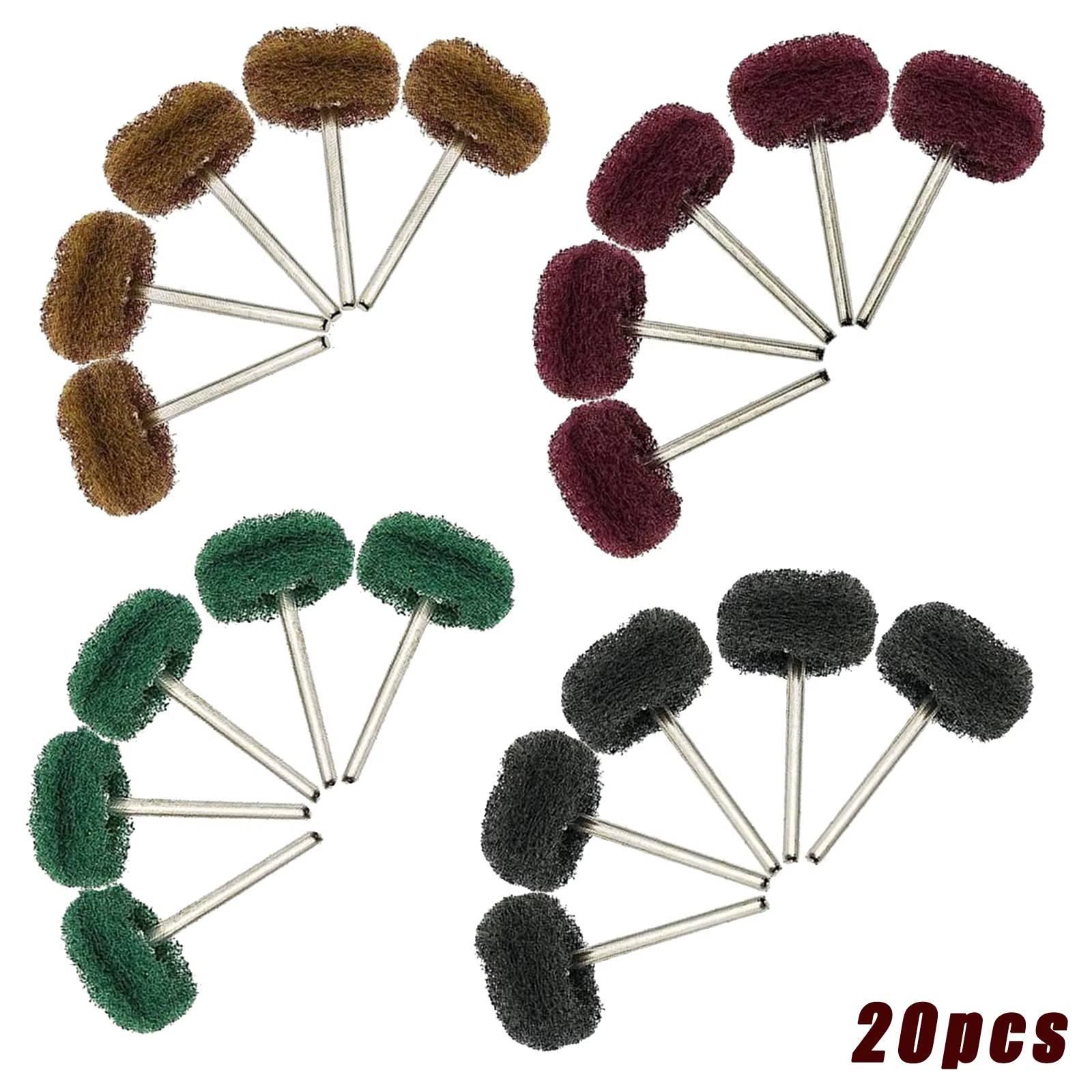 20 pièces de têtes abrasives de polissage et de ponçage pour outils rotatifs Dremel et accessoires d