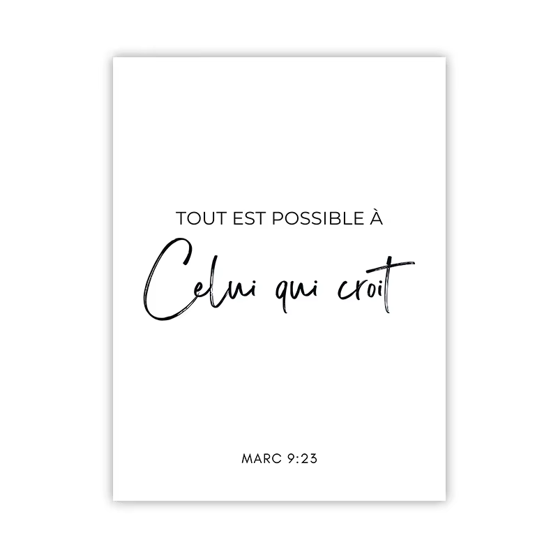 1 pièce, toile d'art murale avec impression de versets bibliques français, citation chrétienne, psau