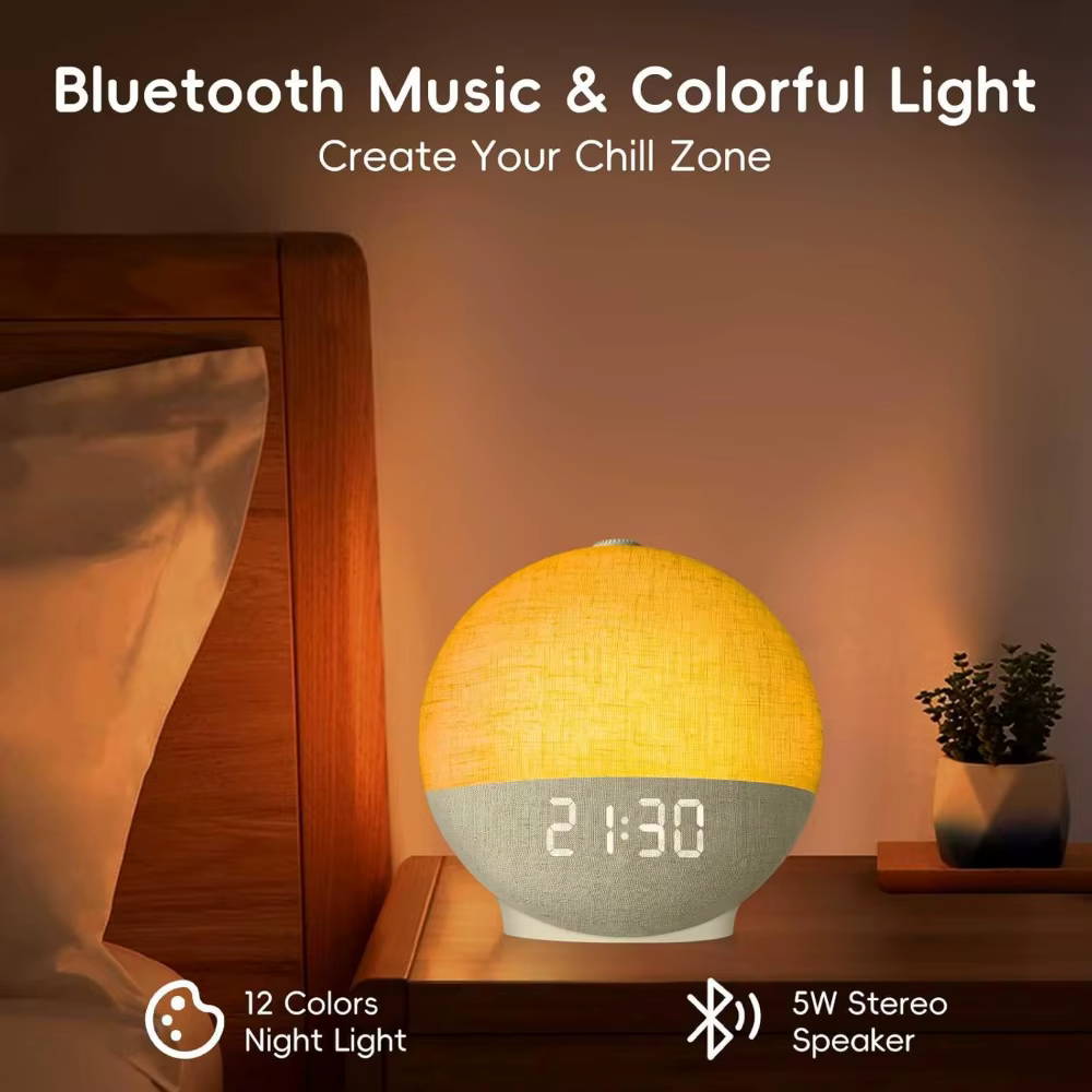 Réveil lumière lever du soleil réveil bruit blanc Machine sonore haut-parleur Bluetooth couleur chan