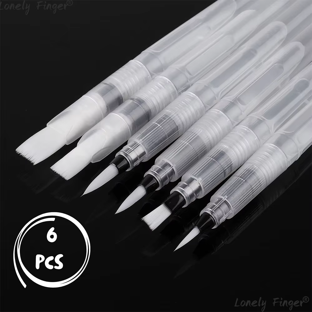 6/12 pièces stylo pinceau aquarelle pour artiste étudiant peinture lettrage pointe plate/pointe pinc