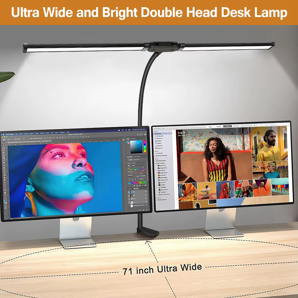 Double tête LED Clip Type télécommande lampe de bureau lampe de lecture lampe de bureau lampe de bur
