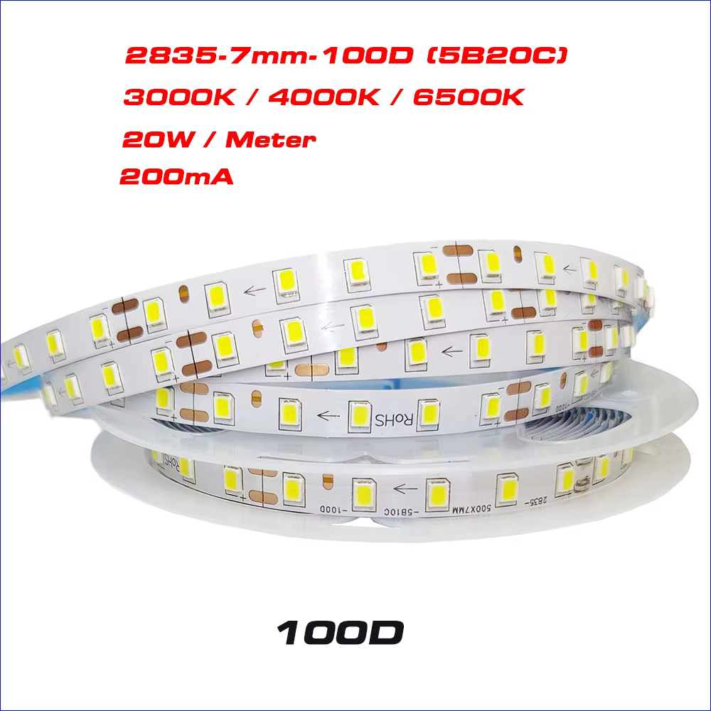 5 mètres/rouleau SMD2835 ruban LED 100Led 120Led 180Led bande LED à courant Constant blanc et chaud 