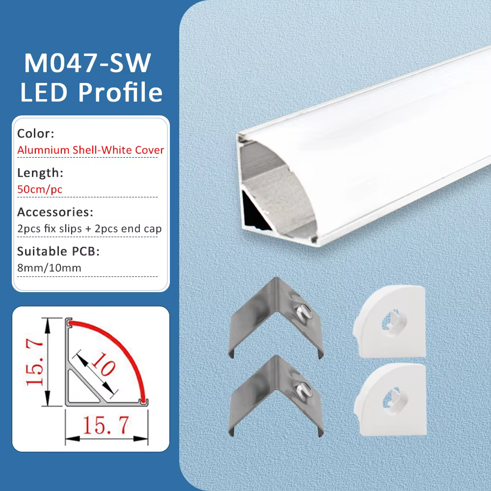 Profilé en aluminium pour bande LED, canal encastré en aluminium monté en Surface de 50CM avec diffu