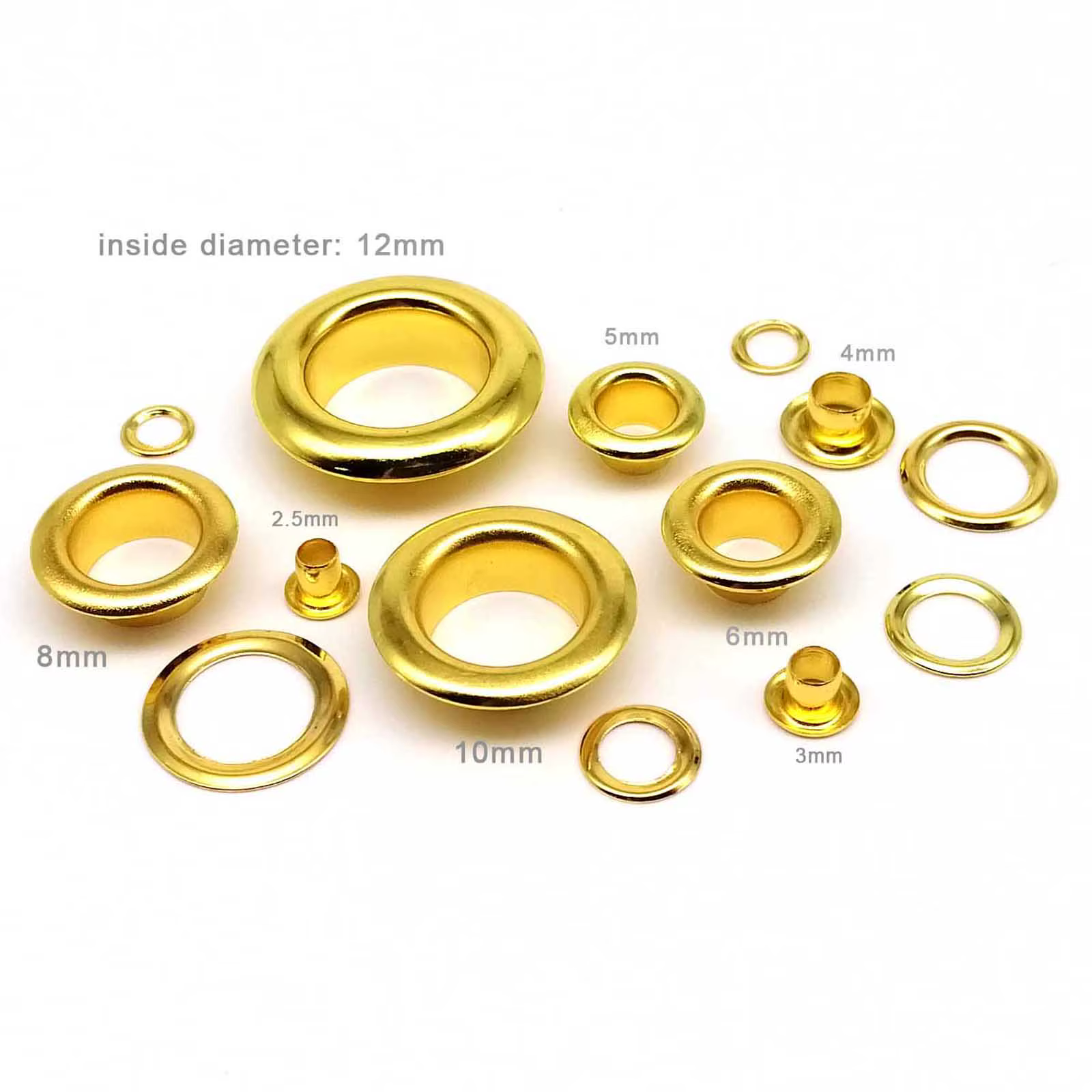 100 ensembles 2.5mm à 12mm oeillet doré de haute qualité avec rondelle œillet anneau trou d'air Rive