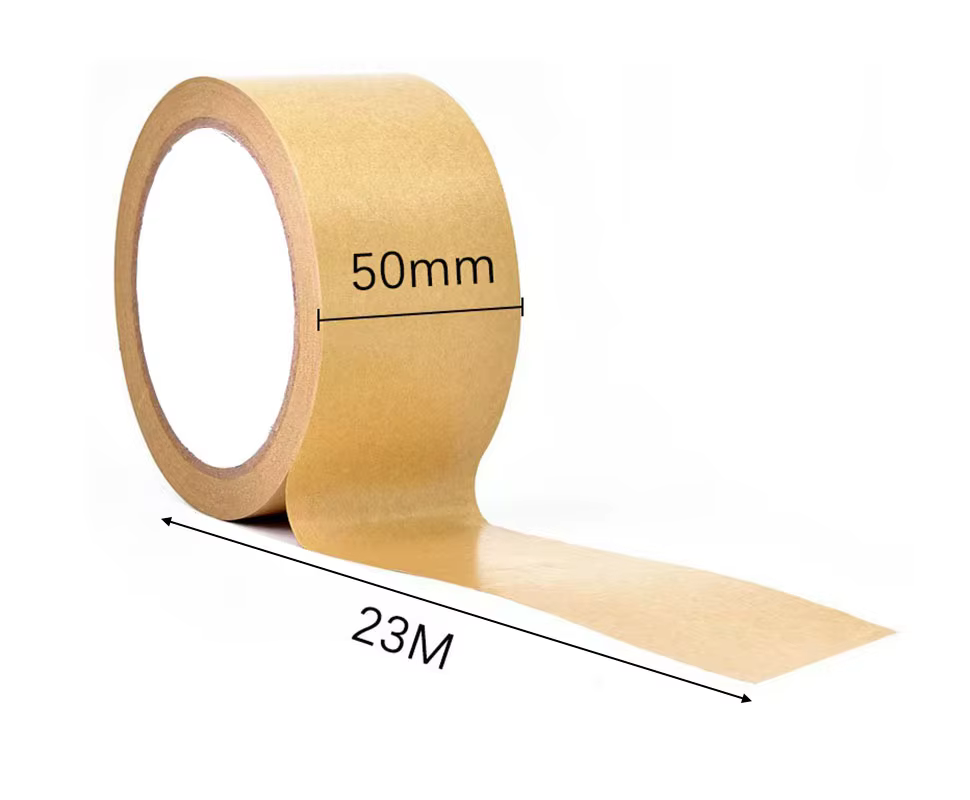 Ruban adhésif en papier kraft 50mm*23M, ruban kraft gommé auto-adhésif, ruban d'emballage en papier 