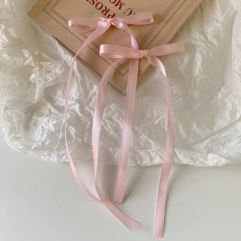 Épingle à cheveux à long pompon pour femmes et filles, nœud en ruban de style coréen, vêtements de s