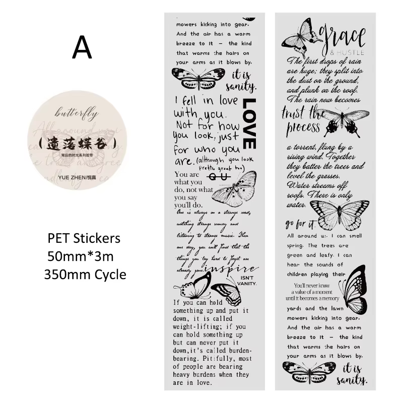 Journamm 50mm * 3m lettres Vintage bandes PET bricolage Scrapbooking planificateurs décor Journal in