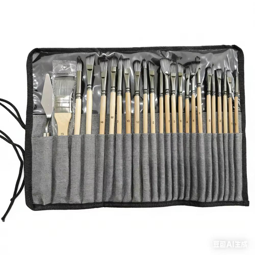 Ensemble de pinceaux professionnels, 24 pièces, couteau à palette, pour acrylique, huile, aquarelle,