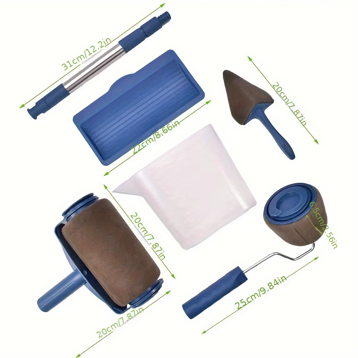 1 ensemble de rouleaux de peinture multifonctionnels, brosse d'angle, outils de poignée, rouleau de 